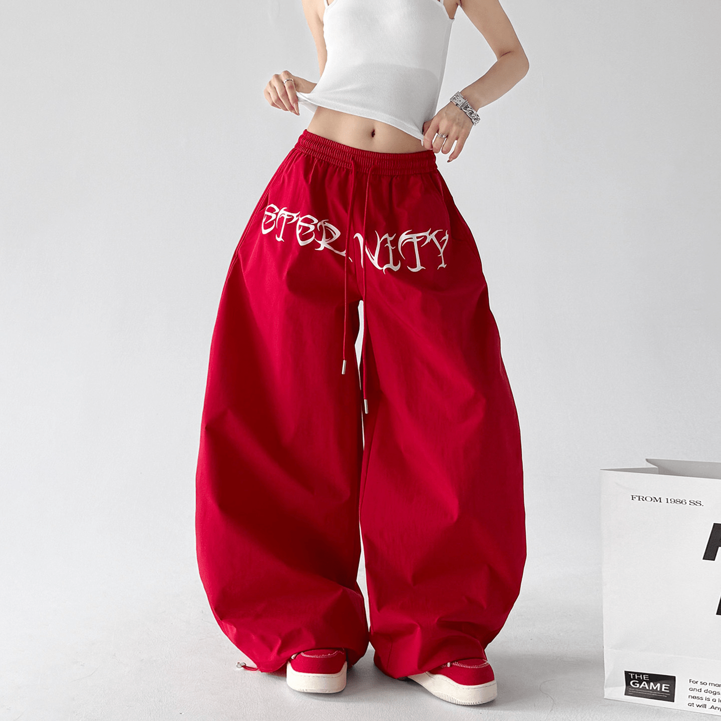 Graphic Parachute Wide-Leg Pants - CT66102 Secondary image