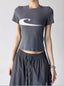 Graphic Print Fitted Crop T-Shirt - CT6608 - COPPING THREADS - CT ORIGINALS