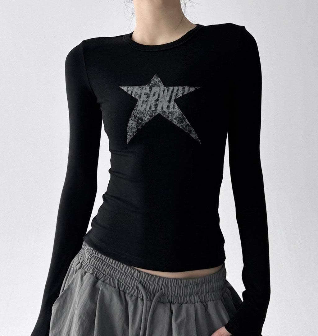 Graphic Star Fitted Long-Sleeve Top - CT52169 - COPPING THREADS - CT ORIGINALS