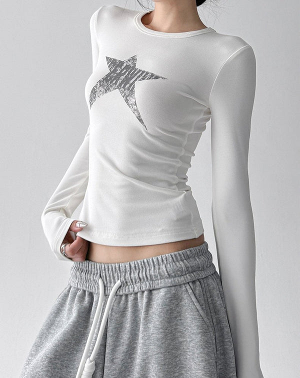 Graphic Star Fitted Long-Sleeve Top - CT52169 - COPPING THREADS - CT ORIGINALS