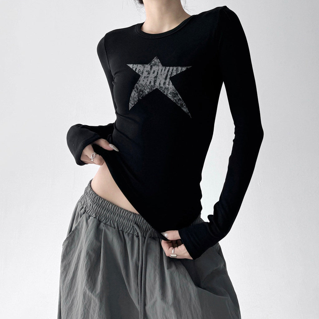 Graphic Star Fitted Long-Sleeve Top - CT52169 - COPPING THREADS - CT ORIGINALS