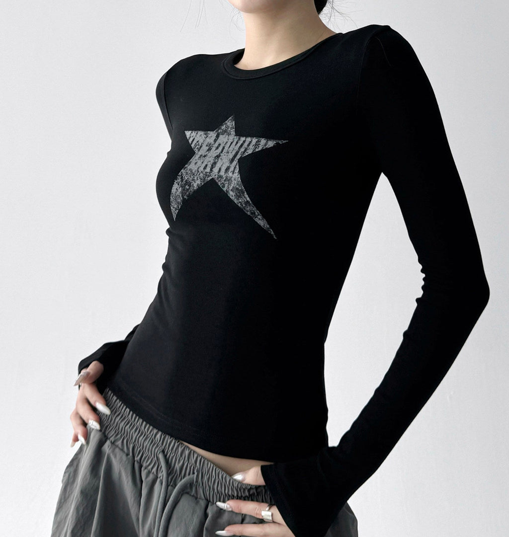 Graphic Star Fitted Long-Sleeve Top - CT52169 - COPPING THREADS - CT ORIGINALS