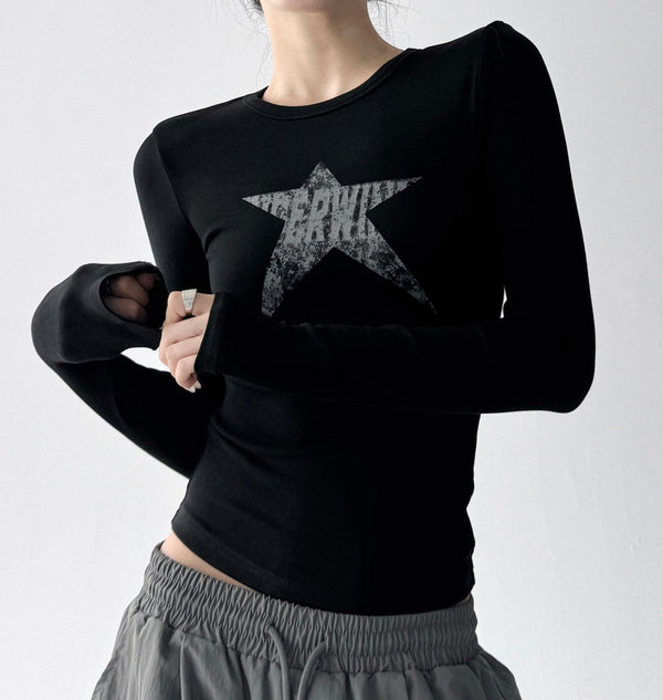 Graphic Star Fitted Long-Sleeve Top - CT52169 - COPPING THREADS - CT ORIGINALS