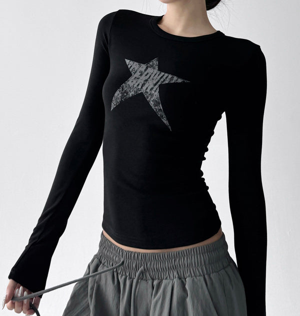 Graphic Star Fitted Long-Sleeve Top - CT52169 - COPPING THREADS - CT ORIGINALS