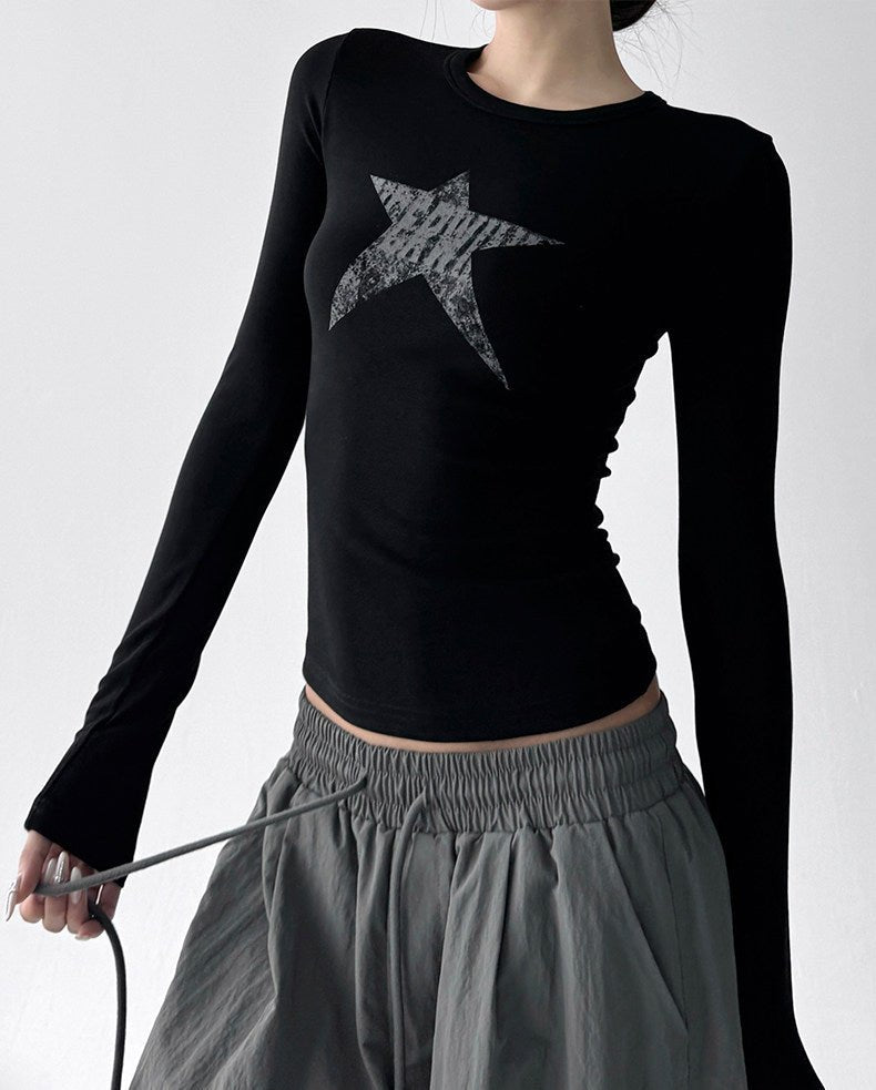 Graphic Star Fitted Long-Sleeve Top - CT52169 - COPPING THREADS - CT ORIGINALS