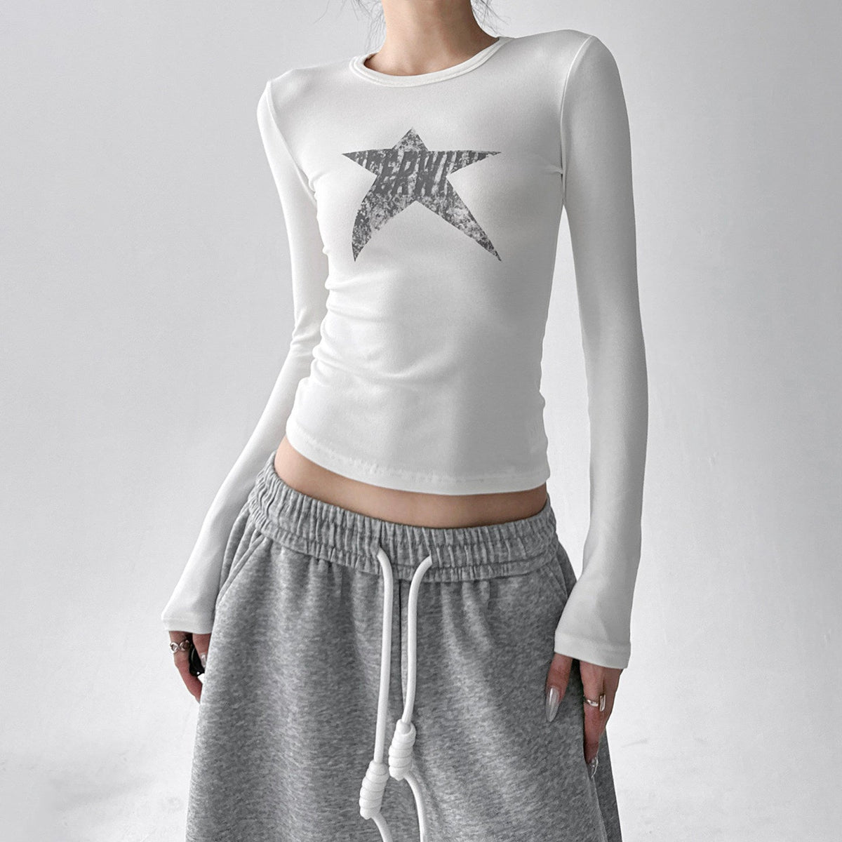 Graphic Star Fitted Long-Sleeve Top - CT52169 - COPPING THREADS - CT ORIGINALS