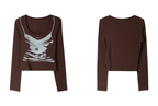 Graphic U-Neck Fitted Long Sleeve Tee - CT68575 - COPPING THREADS - CT Select