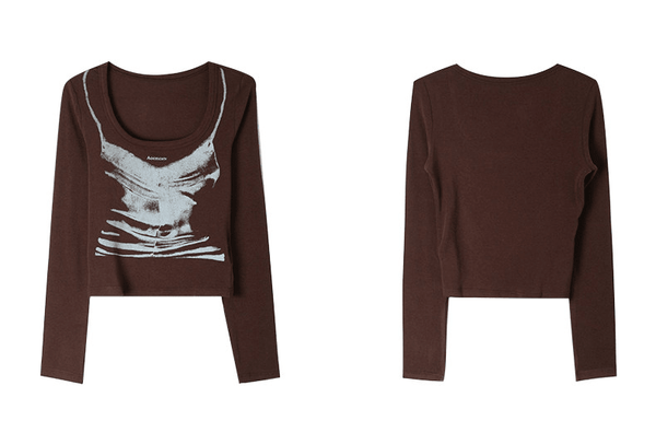 Graphic U-Neck Fitted Long Sleeve Tee - CT68575 - COPPING THREADS - CT Select