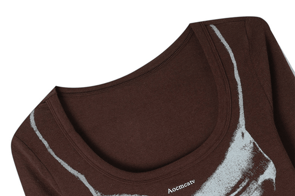 Graphic U-Neck Fitted Long Sleeve Tee - CT68575 - COPPING THREADS - CT Select