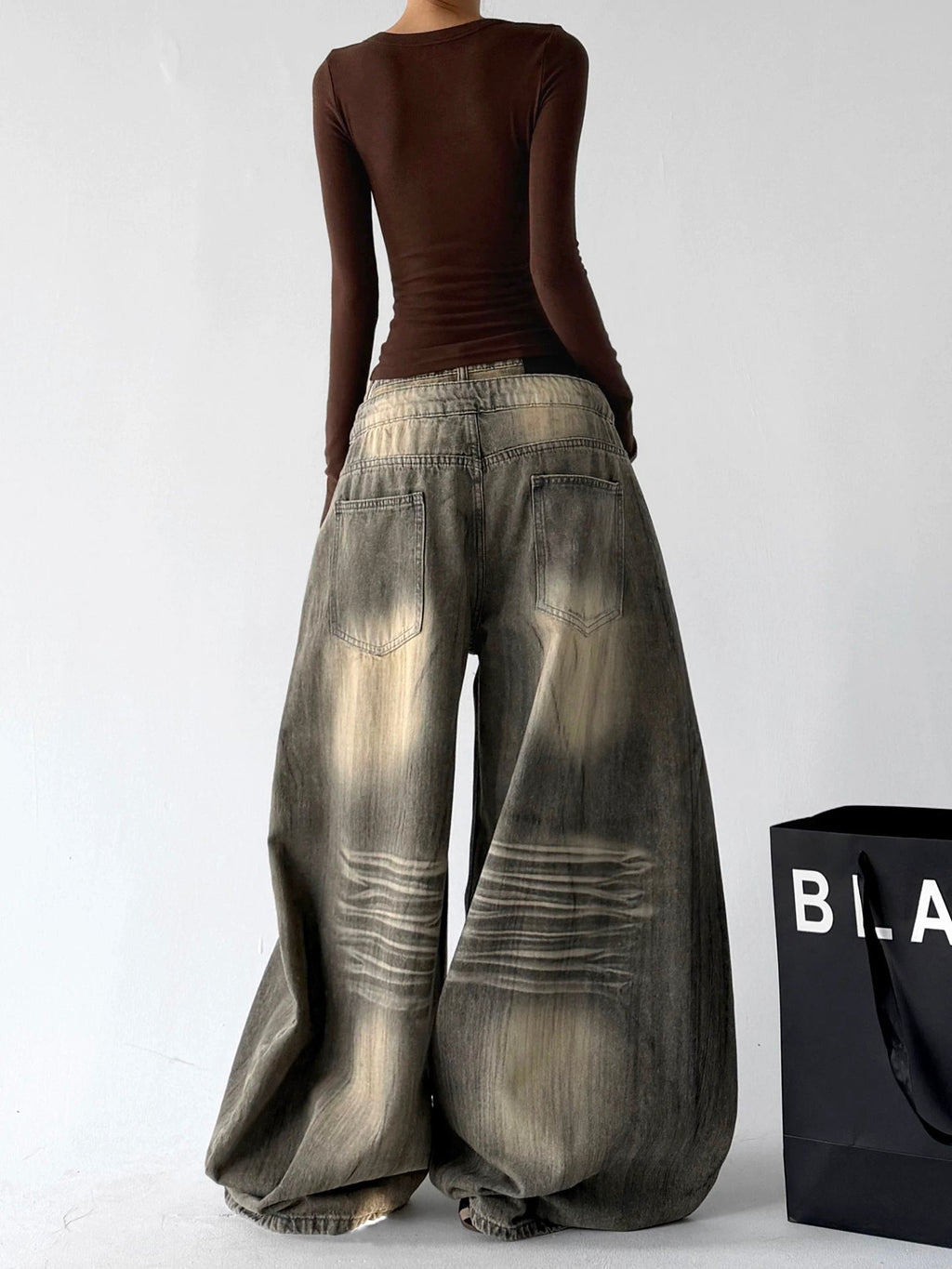 Graphic Washed Wide-Leg Jeans - COPPING THREADS - CT ORIGINALS