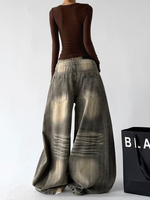 Graphic Washed Wide-Leg Jeans - COPPING THREADS - CT ORIGINALS