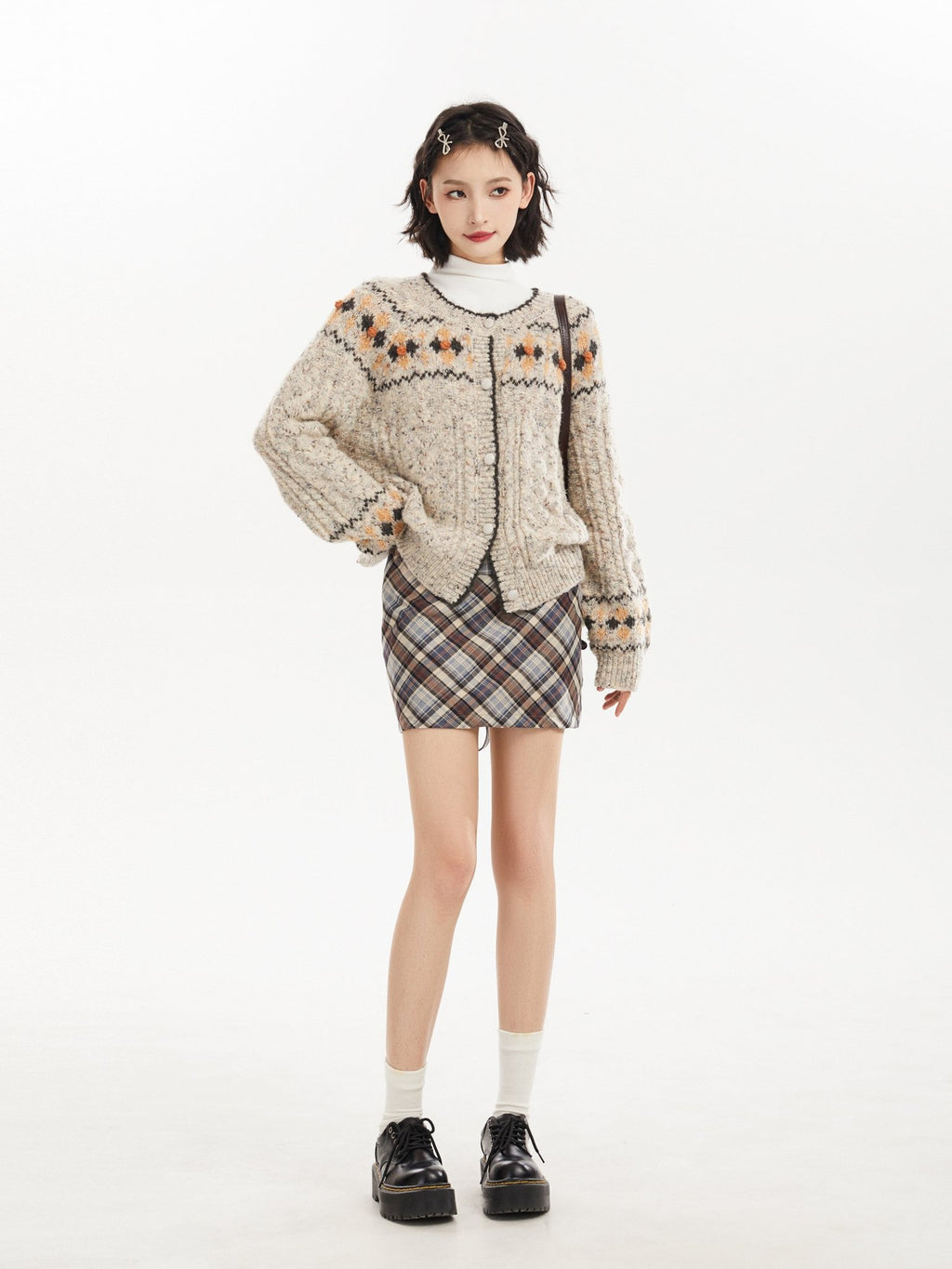 Gray Vintage Fair Isle Pattern Knit Cardigan - COPPING THREADS - CT Select