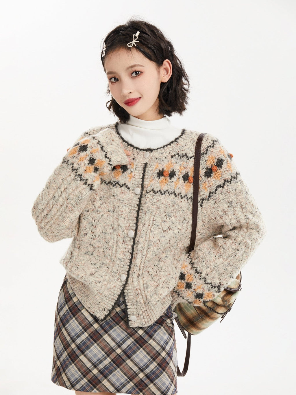 Gray Vintage Fair Isle Pattern Knit Cardigan - COPPING THREADS - CT Select