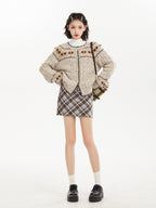 Gray Vintage Fair Isle Pattern Knit Cardigan - COPPING THREADS - CT Select