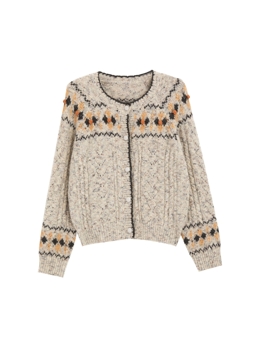 Gray Vintage Fair Isle Pattern Knit Cardigan - COPPING THREADS - CT Select