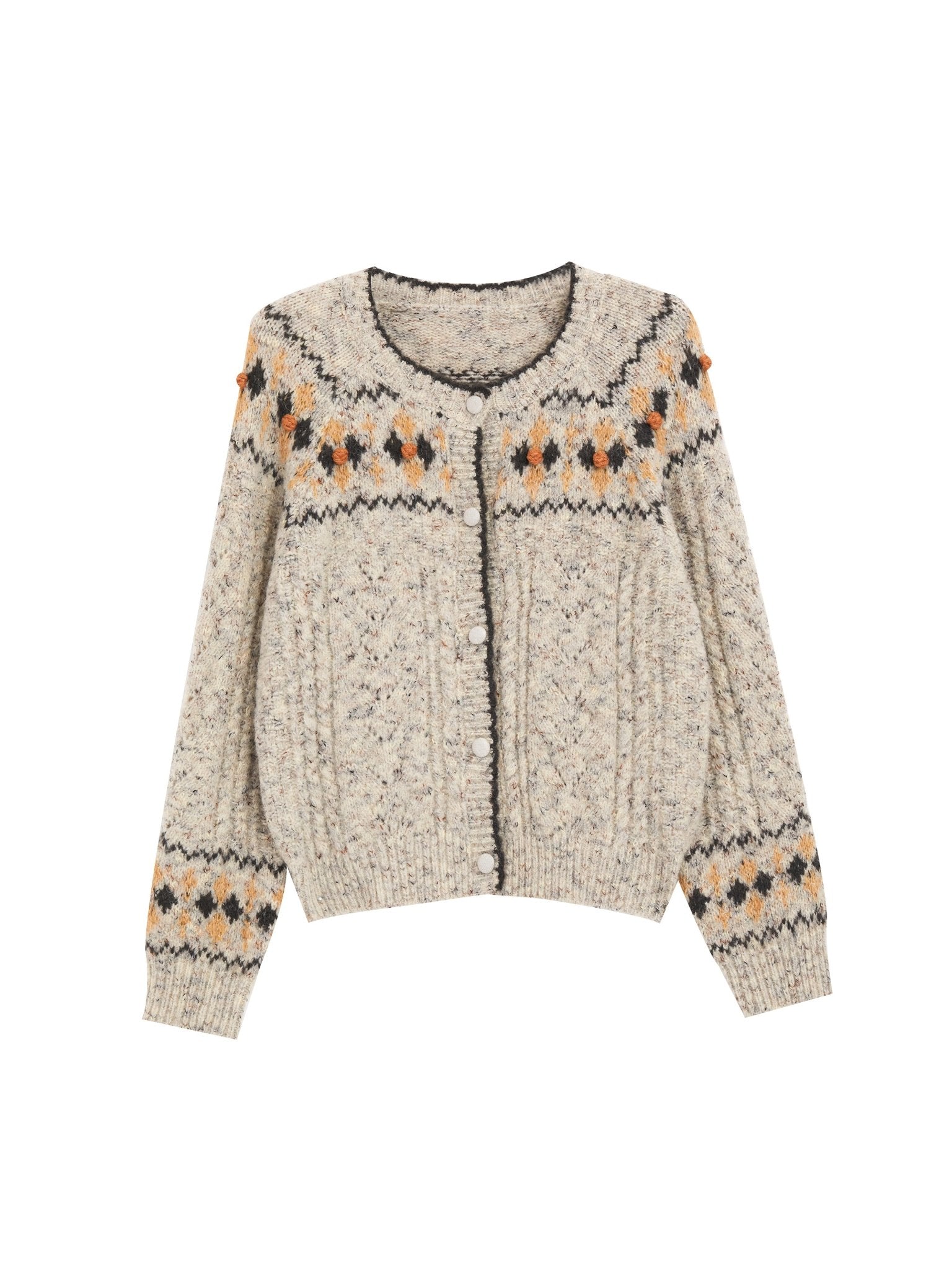 Gray Vintage Fair Isle Pattern Knit Cardigan - COPPING THREADS - CT Select