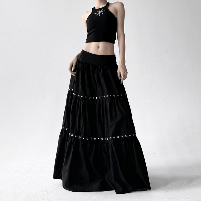 Grommet - Tiered Maxi Skirt - COPPING THREADS - CT Select Hover Image