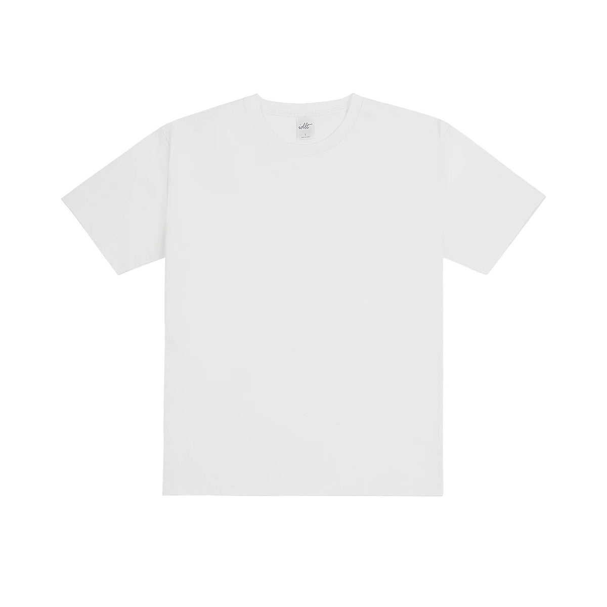 IDLT T-shirt, white front.