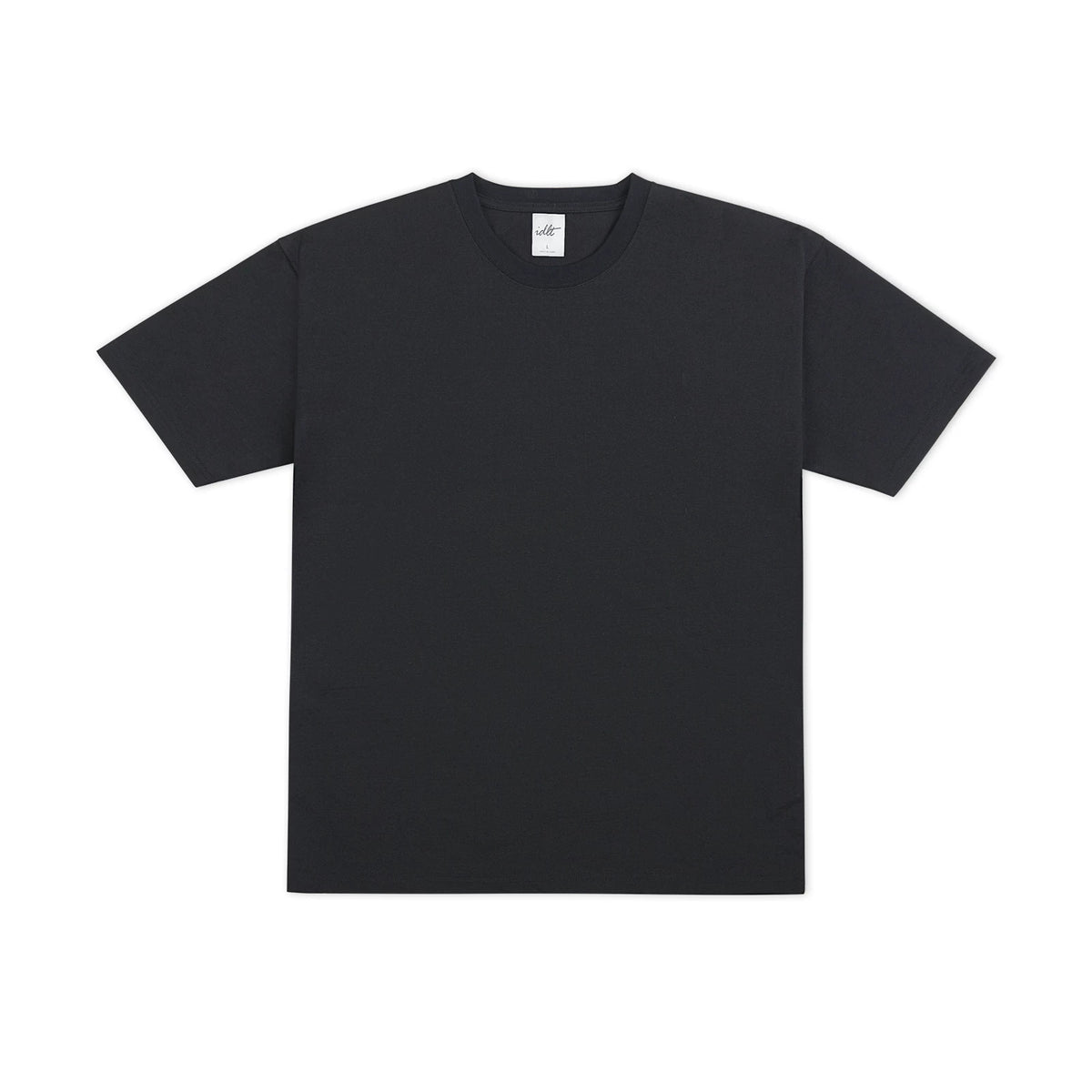 IDLT T-shirt, black front.