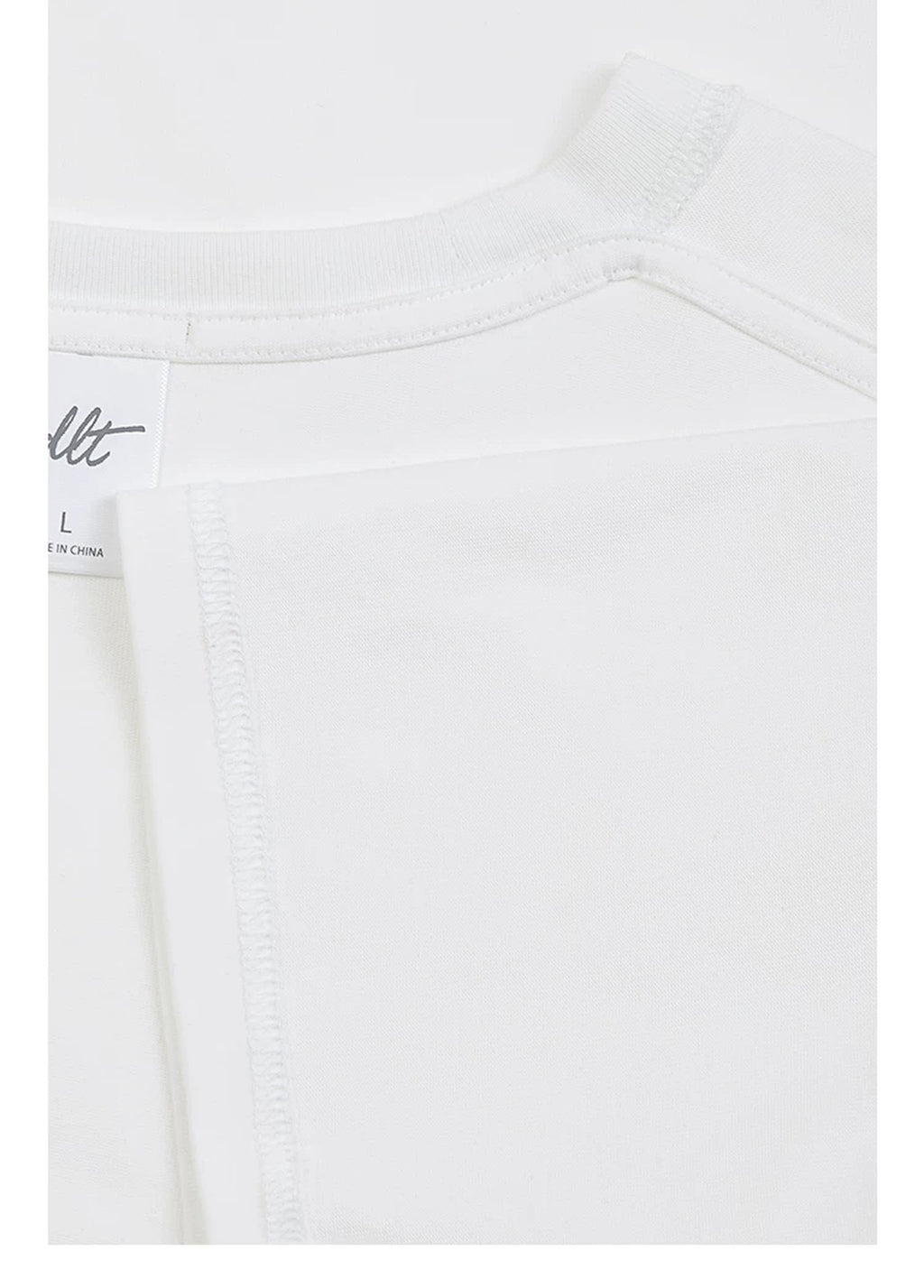 IDLT T-shirt, white inner neckline and sleeve seam.