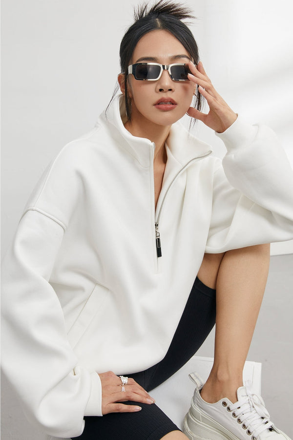 Half Zip Oversized Drop Shoulder Sweartshirt - COPPING THREADS - CT Select