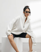 Half Zip Oversized Drop Shoulder Sweartshirt - COPPING THREADS - CT Select