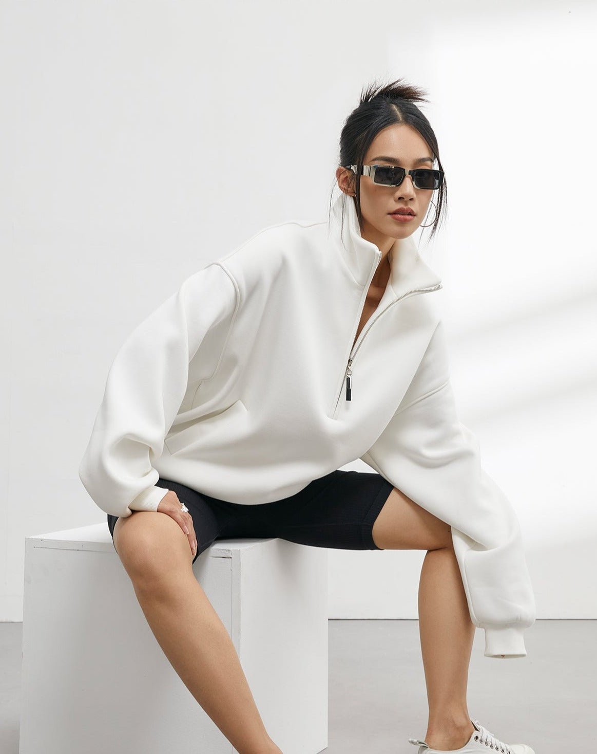 Half Zip Oversized Drop Shoulder Sweartshirt - COPPING THREADS - CT Select