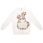 Half - Zip Plush Bunny Pattern Round Neck Knit Sweater - COPPING THREADS - 11SH