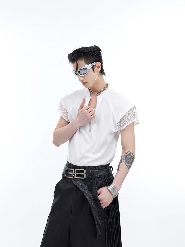 Half - Zip Punk Mesh Tank Top Tee - COPPING THREADS - ArguE CulturE