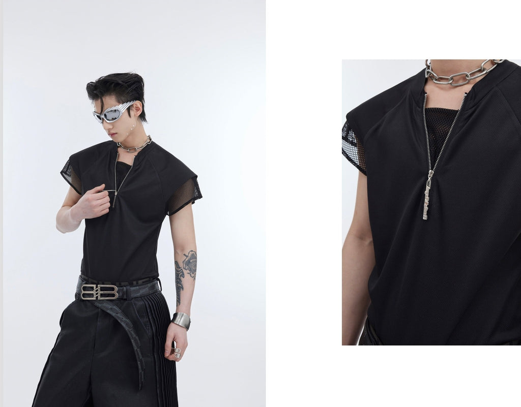 Half - Zip Punk Mesh Tank Top Tee - COPPING THREADS - ArguE CulturE