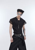 Half - Zip Punk Mesh Tank Top Tee - COPPING THREADS - ArguE CulturE