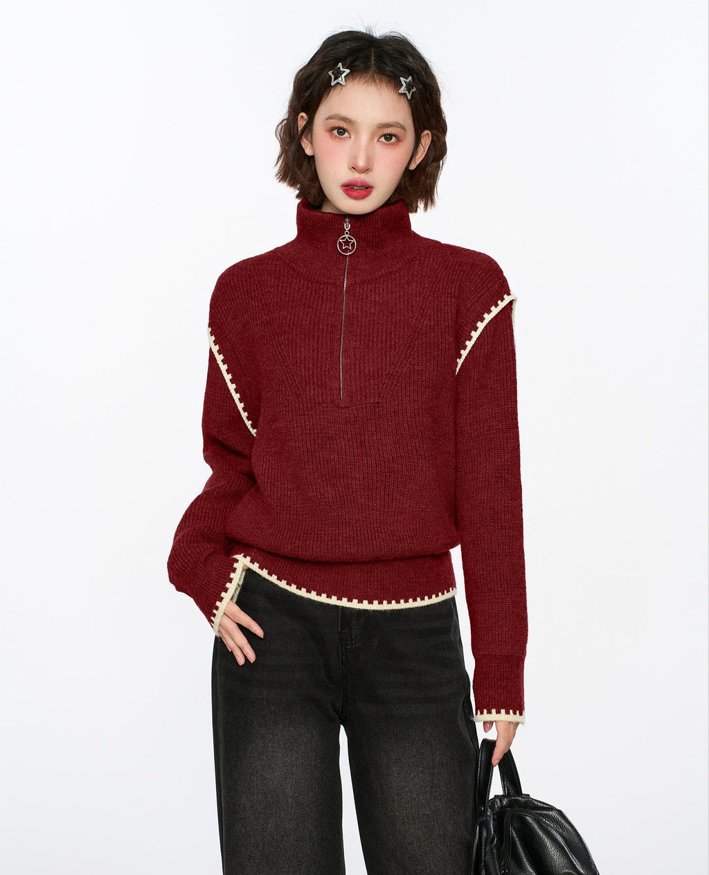 Half - Zip Stand Collar Knit Sweater - COPPING THREADS - CT Select