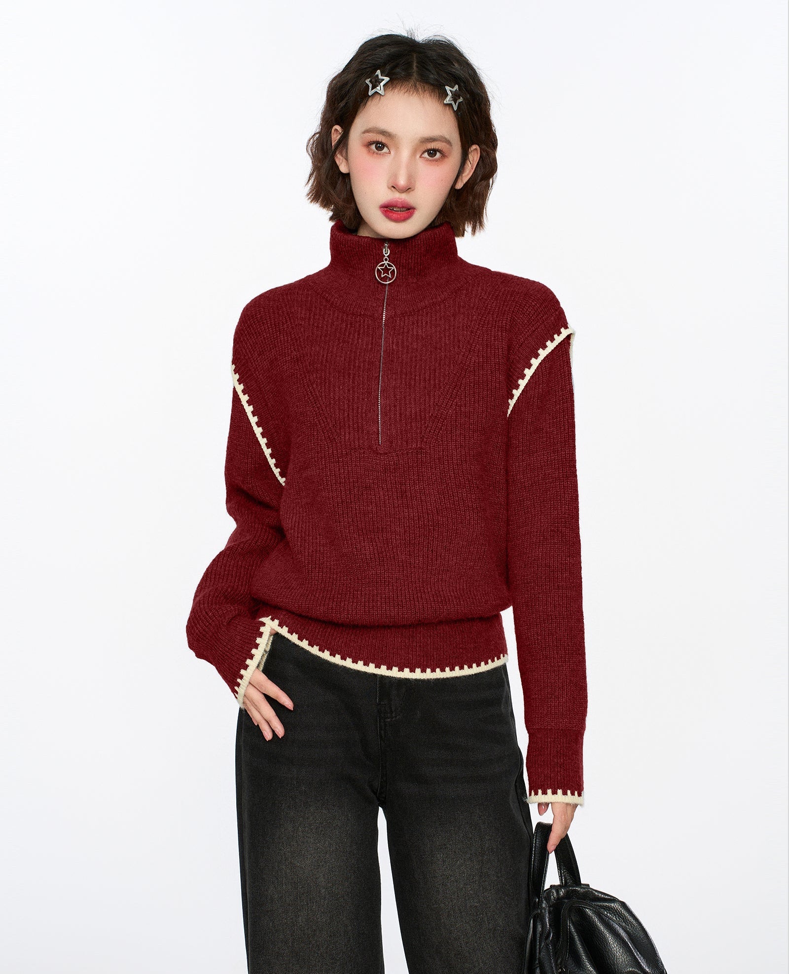 Half - Zip Stand Collar Knit Sweater - COPPING THREADS - CT Select