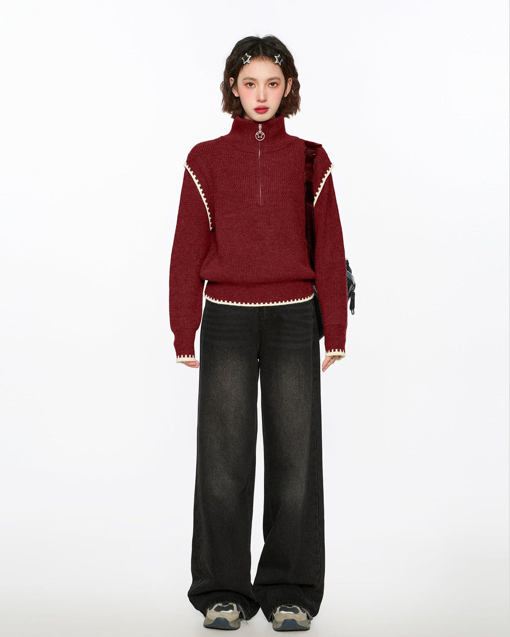 Half - Zip Stand Collar Knit Sweater - COPPING THREADS - CT Select