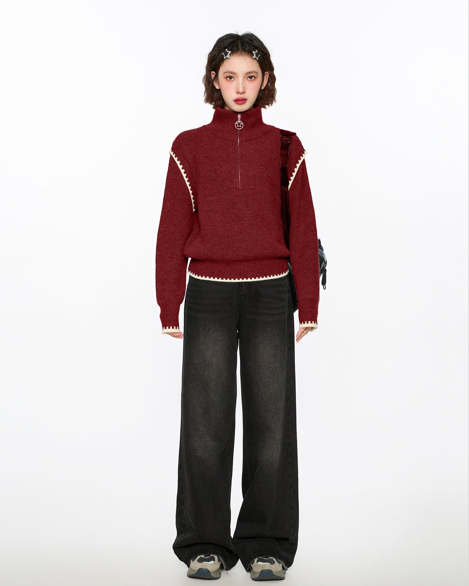 Half - Zip Stand Collar Knit Sweater - COPPING THREADS - CT Select