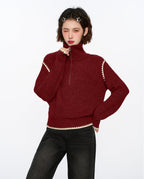 Half - Zip Stand Collar Knit Sweater - COPPING THREADS - CT Select