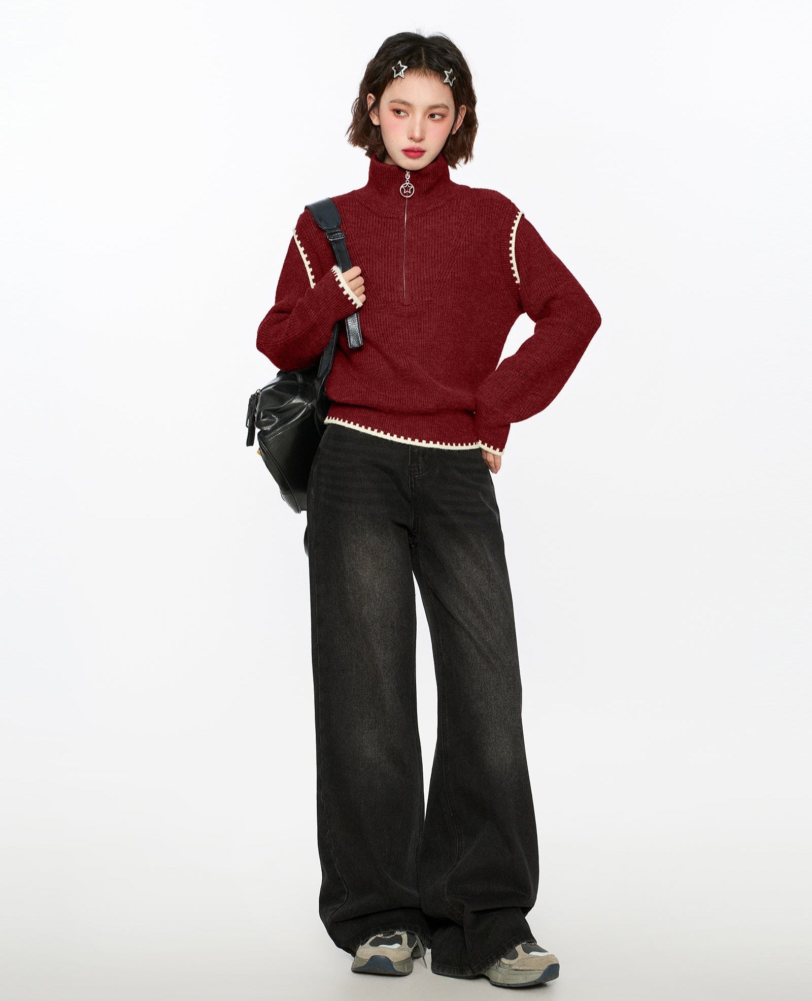 Half - Zip Stand Collar Knit Sweater - COPPING THREADS - CT Select