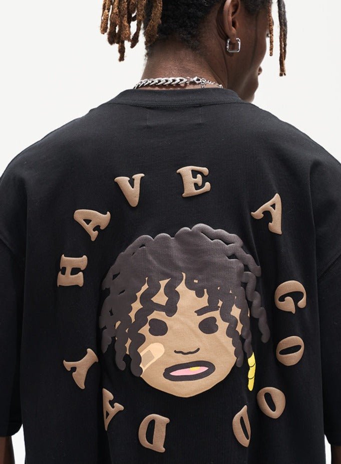 Hand - drawn Afro Puff Foam Print Tee - COPPING THREADS - Harsh and Cruel