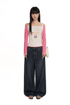 Hand - Drawn Bunny Graphic Off - Shoulder Tee - COPPING THREADS - MOROMORO