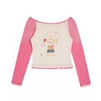 Hand - Drawn Bunny Graphic Off - Shoulder Tee - COPPING THREADS - MOROMORO