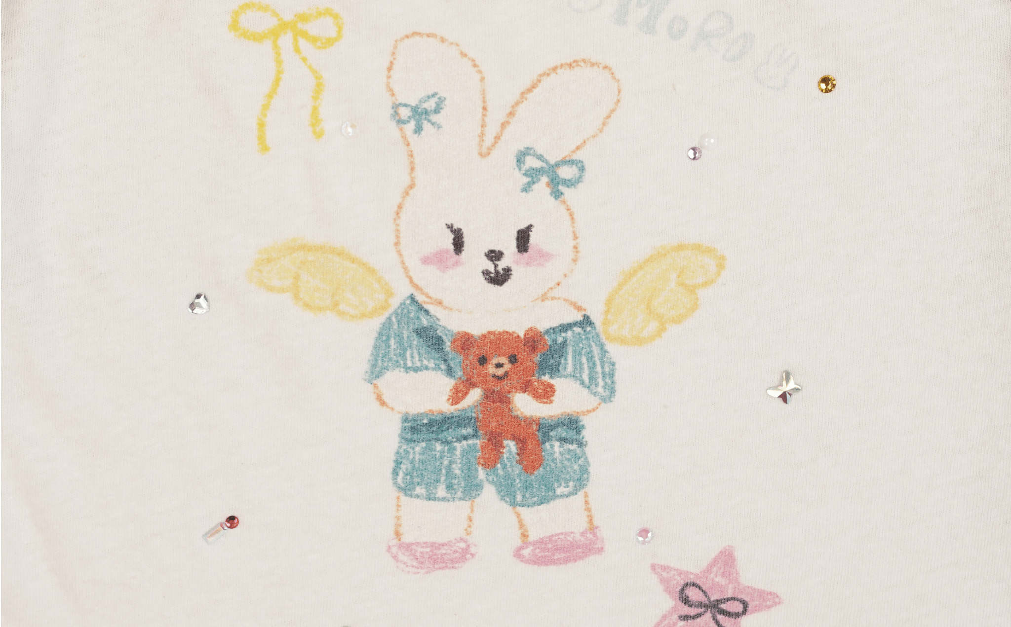 Hand - Drawn Bunny Graphic Off - Shoulder Tee - COPPING THREADS - MOROMORO