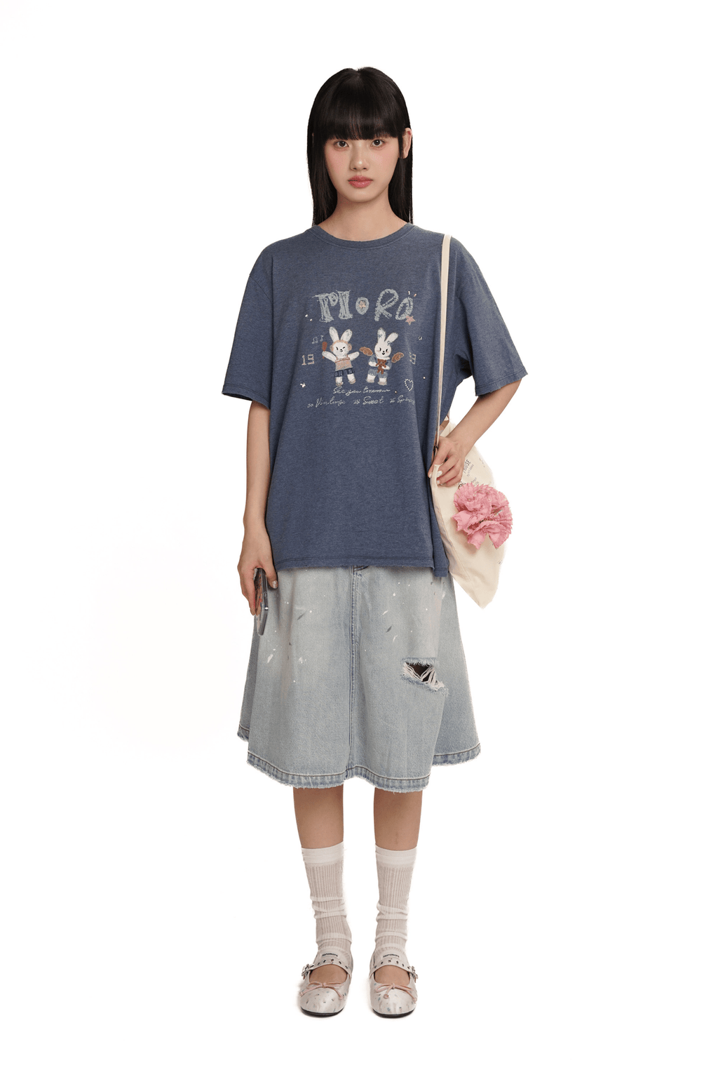 Hand - Drawn Bunny Rhinestone Tee - COPPING THREADS - MOROMORO