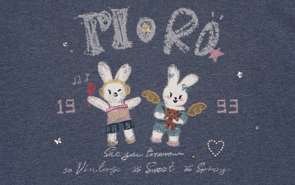 Hand - Drawn Bunny Rhinestone Tee - COPPING THREADS - MOROMORO