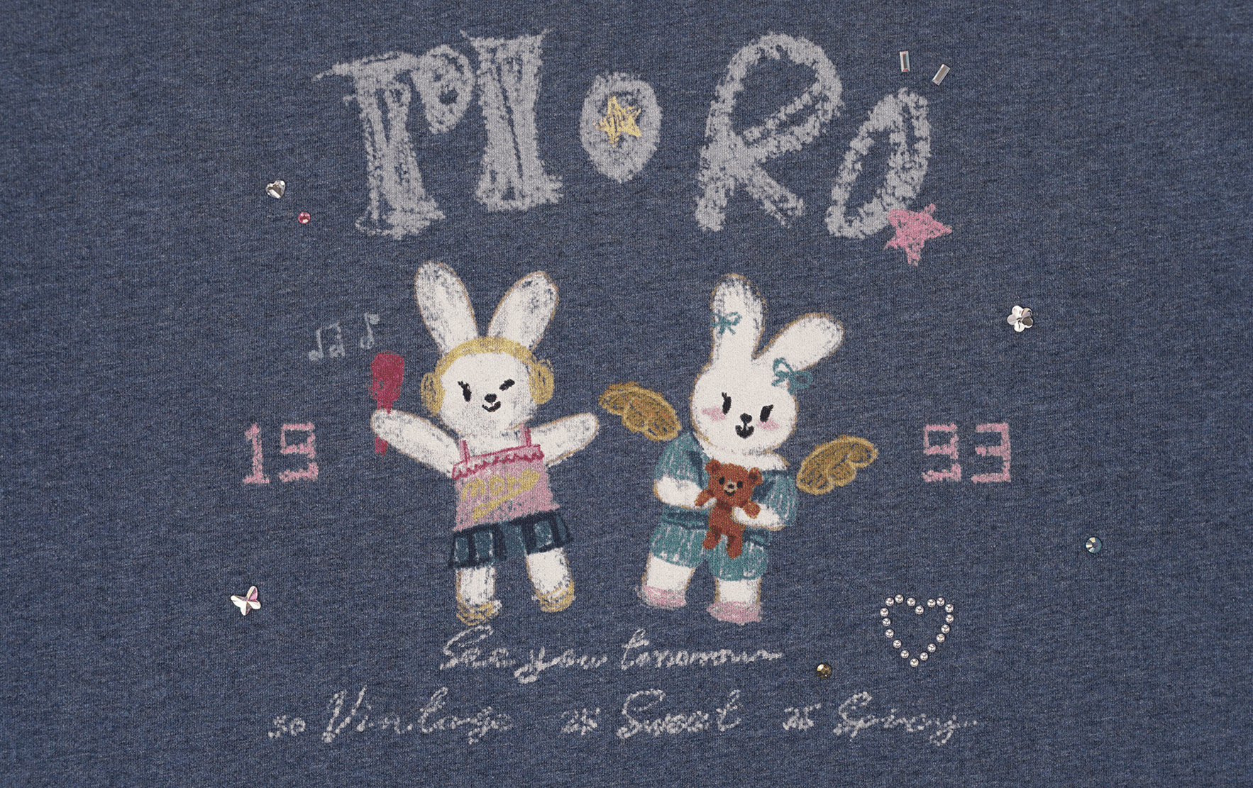 Hand - Drawn Bunny Rhinestone Tee - COPPING THREADS - MOROMORO