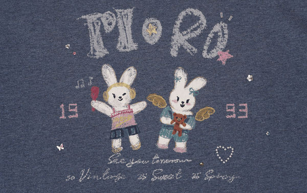 Hand - Drawn Bunny Rhinestone Tee - COPPING THREADS - MOROMORO