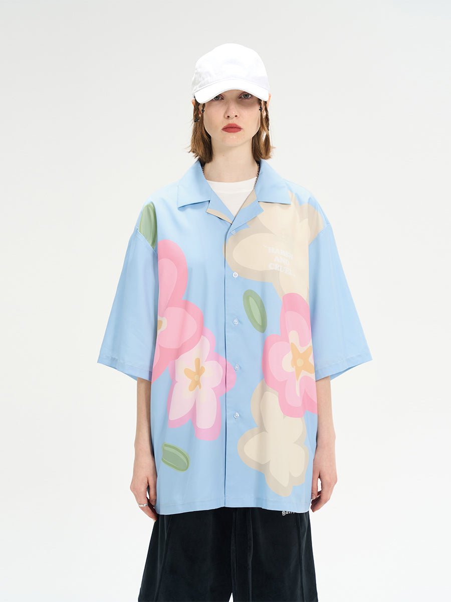 Hand - Drawn Floral Print Short Sleeve Shirt - COPPING THREADS - Harsh and Cruel