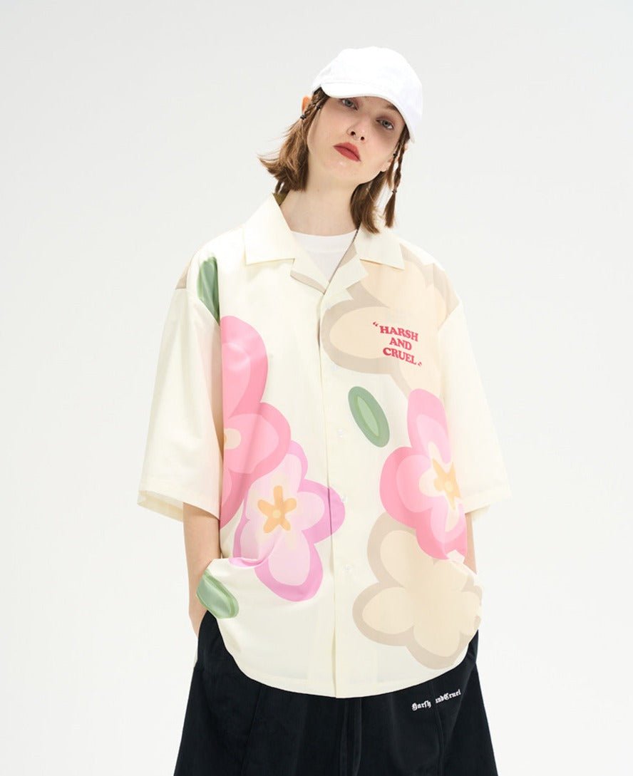 Hand - Drawn Floral Print Short Sleeve Shirt - COPPING THREADS - Harsh and Cruel