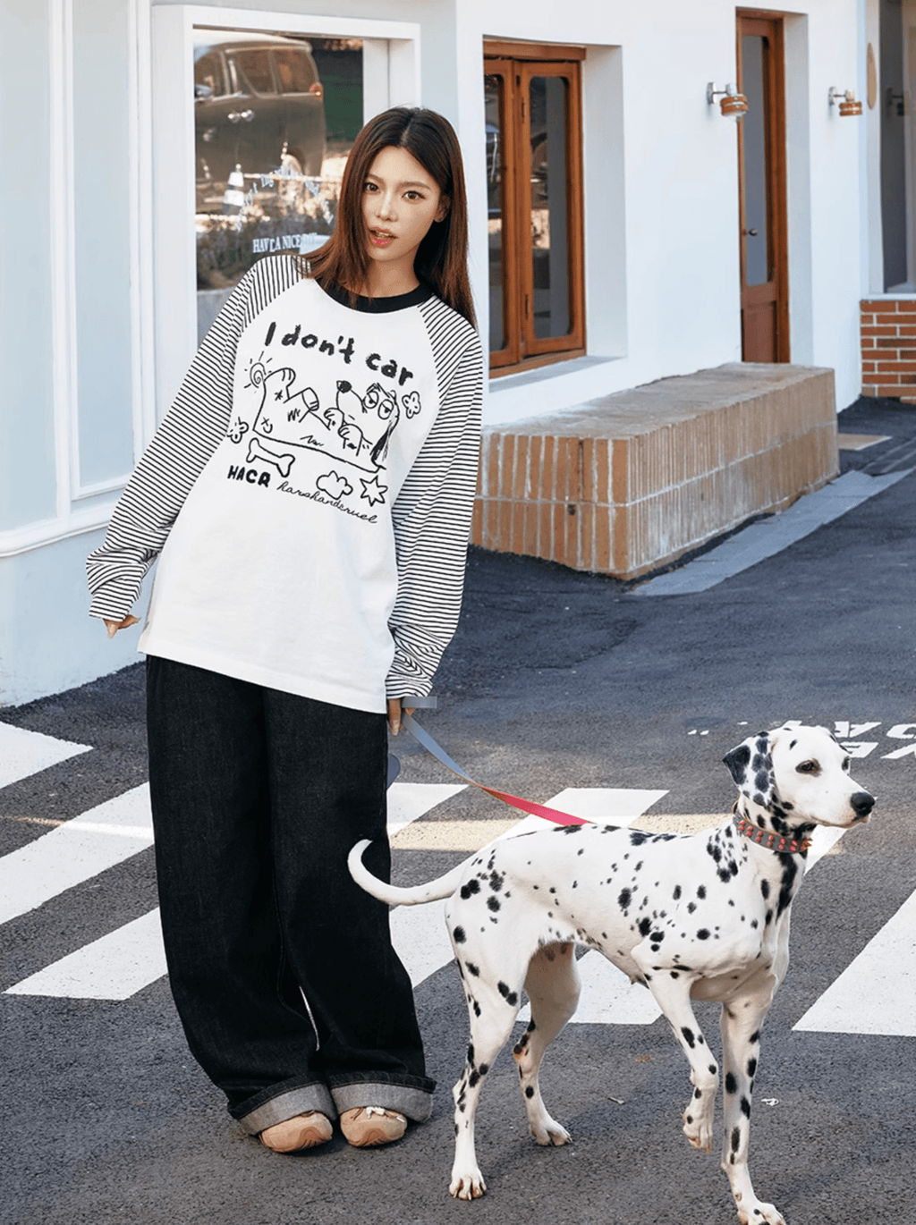 Hand - Drawn Graphic Striped Raglan Sleeve Tee - COPPING THREADS - Harsh and Cruel