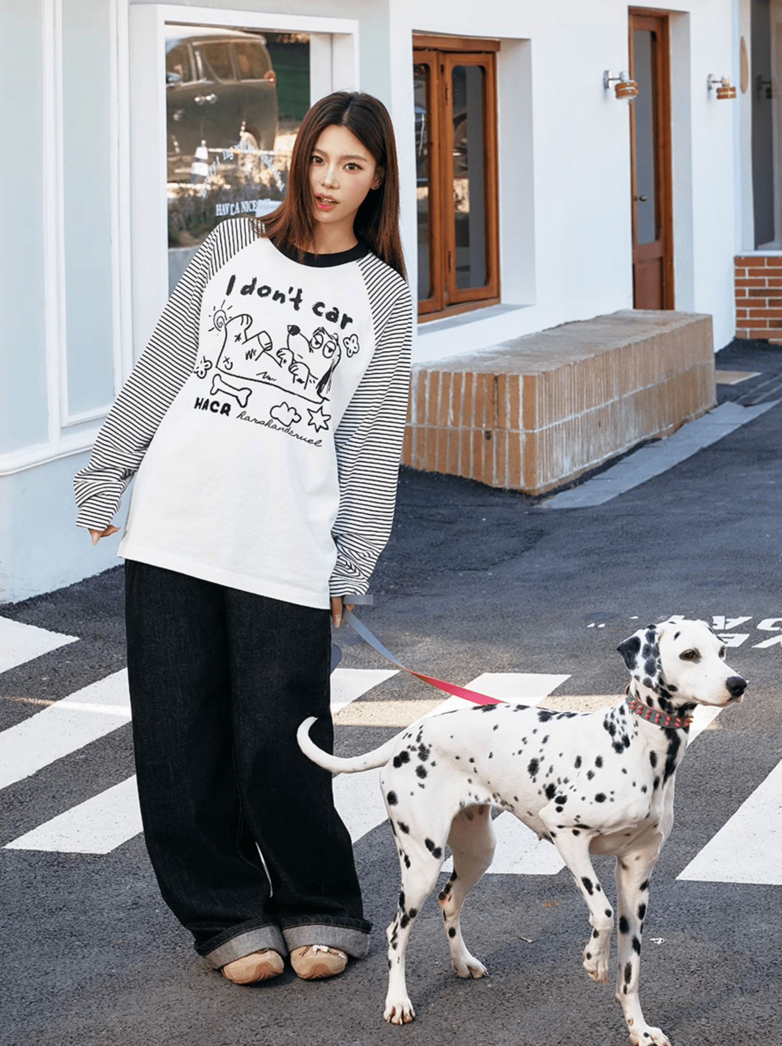 Hand - Drawn Graphic Striped Raglan Sleeve Tee - COPPING THREADS - Harsh and Cruel