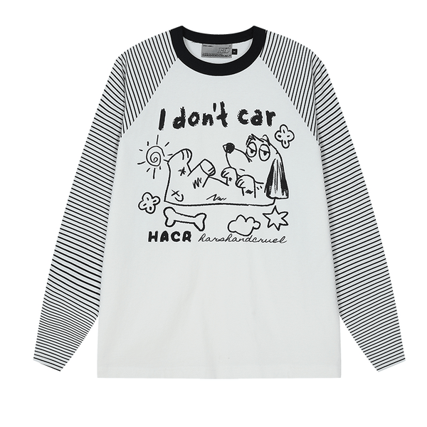 Hand - Drawn Graphic Striped Raglan Sleeve Tee - COPPING THREADS - Harsh and Cruel